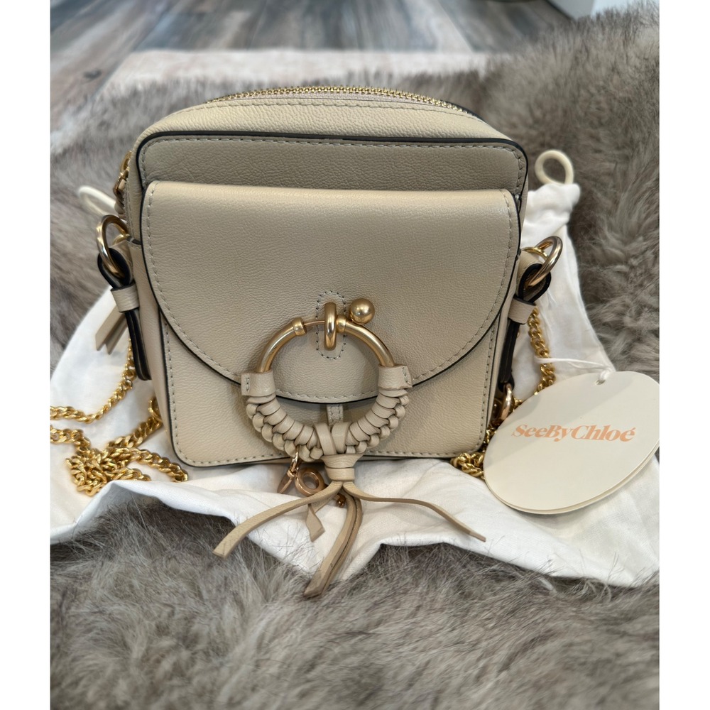 See By Chloe Joan Leather Camera Bag Crossbody Cement Beige NWT